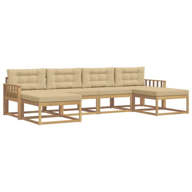 Lauko sofos komplektas su pagalve 6 pcs Balta ir kreminė