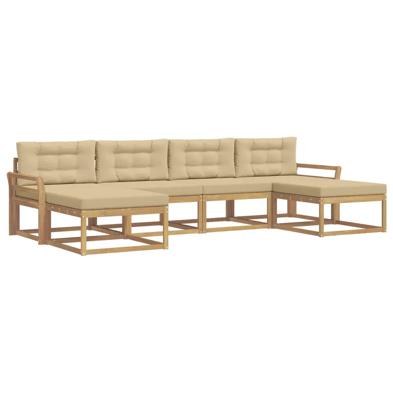 Lauko sofos komplektas su pagalve 6 pcs Balta ir kreminė