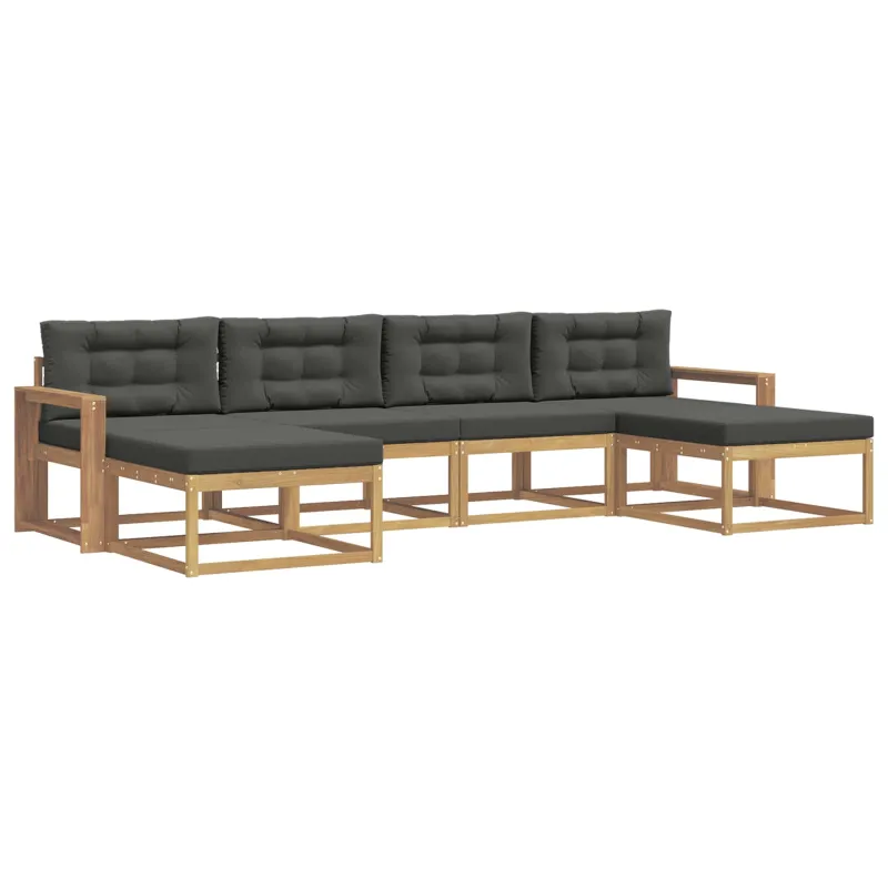 Lauko sofos komplektas su pagalve 6 pcs Balta ir antracito