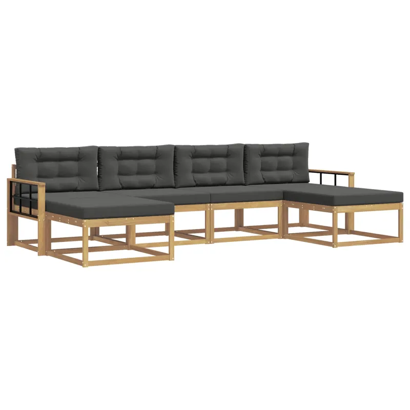 Lauko sofos komplektas su pagalve 6 pcs Balta ir antracito