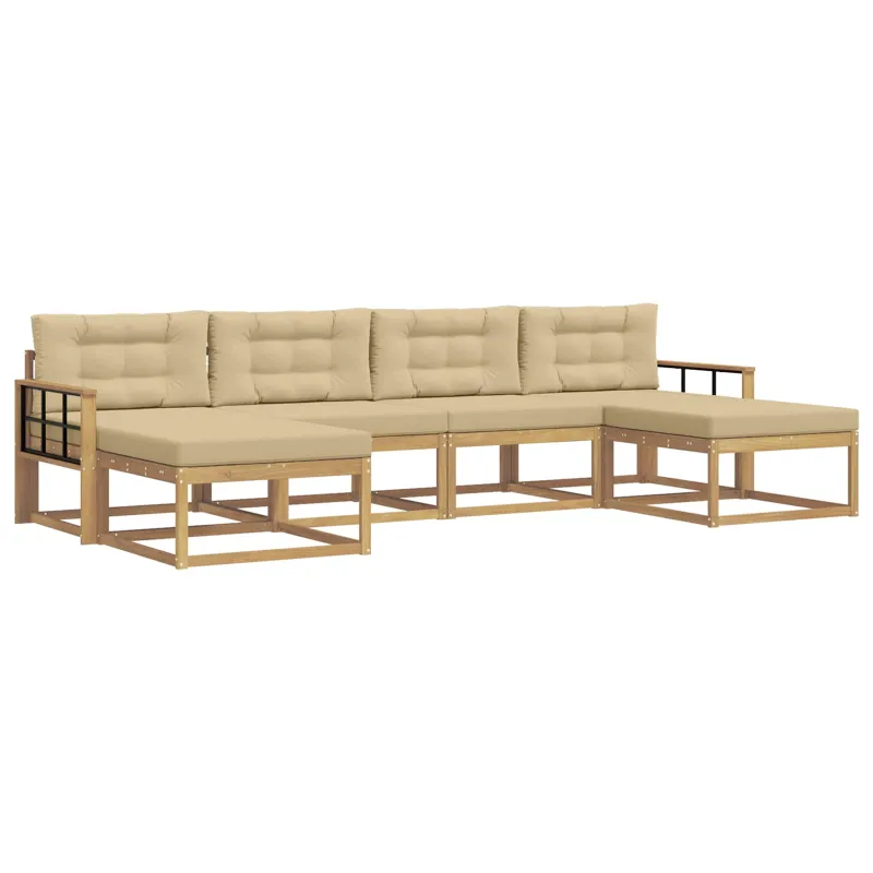 Lauko sofos komplektas su pagalve 6 pcs Balta ir kreminė