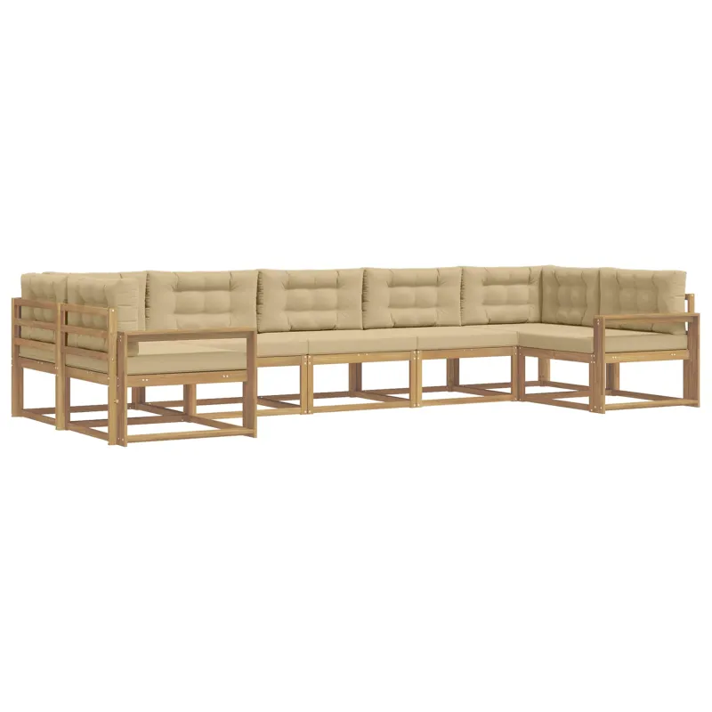 Lauko sofos komplektas su pagalve 7 pcs Balta ir kreminė
