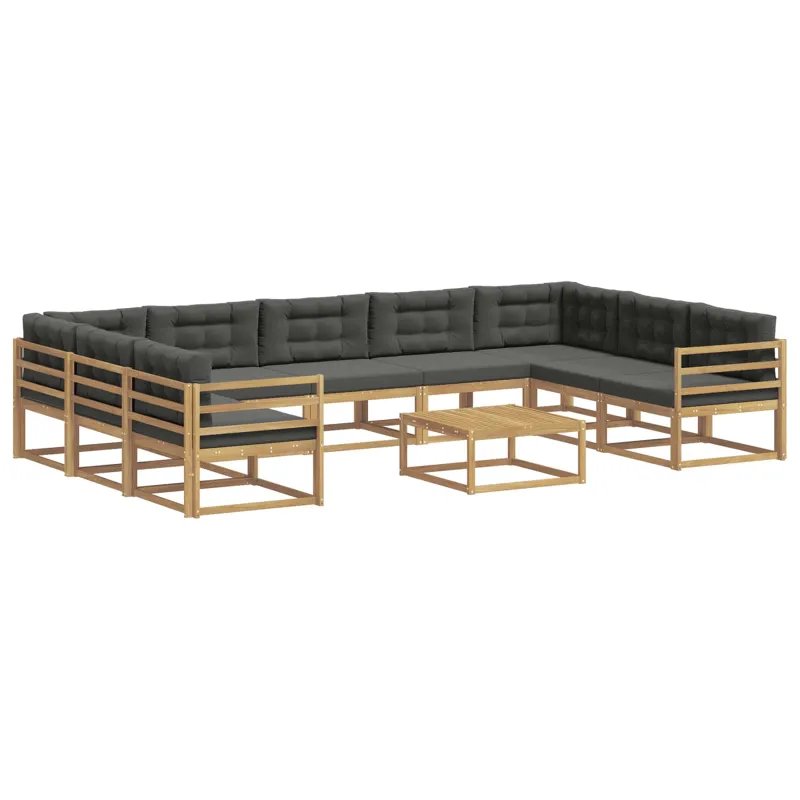 Lauko sofos komplektas su pagalve 10 pcs Balta ir antracito