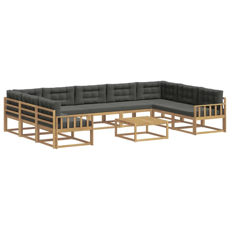 Lauko sofos komplektas su pagalve 10 pcs Balta ir antracito
