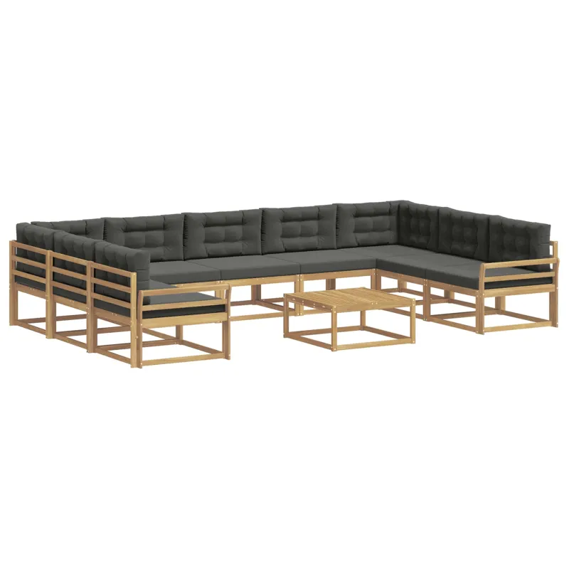 Lauko sofos komplektas su pagalve 10 pcs Balta ir antracito