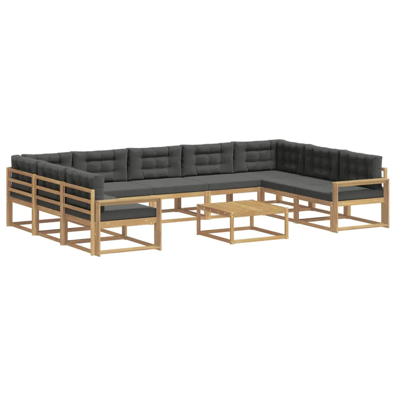 Lauko sofos komplektas su pagalve 10 pcs Balta ir antracito