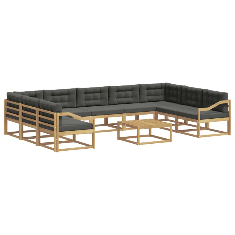 Lauko sofos komplektas su pagalve 10 pcs Balta ir antracito