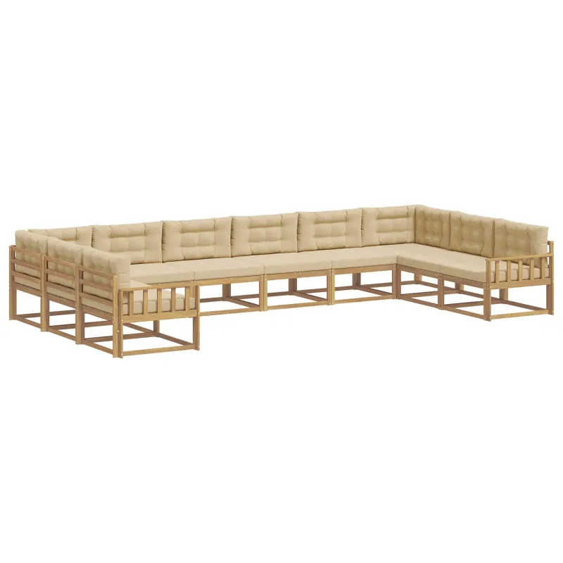 Lauko sofos komplektas su pagalve 10 pcs Balta ir kreminė