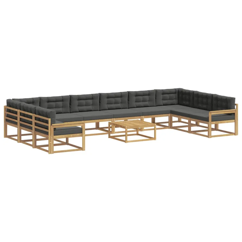 Lauko sofos komplektas su pagalve 11 pcs Balta ir antracito