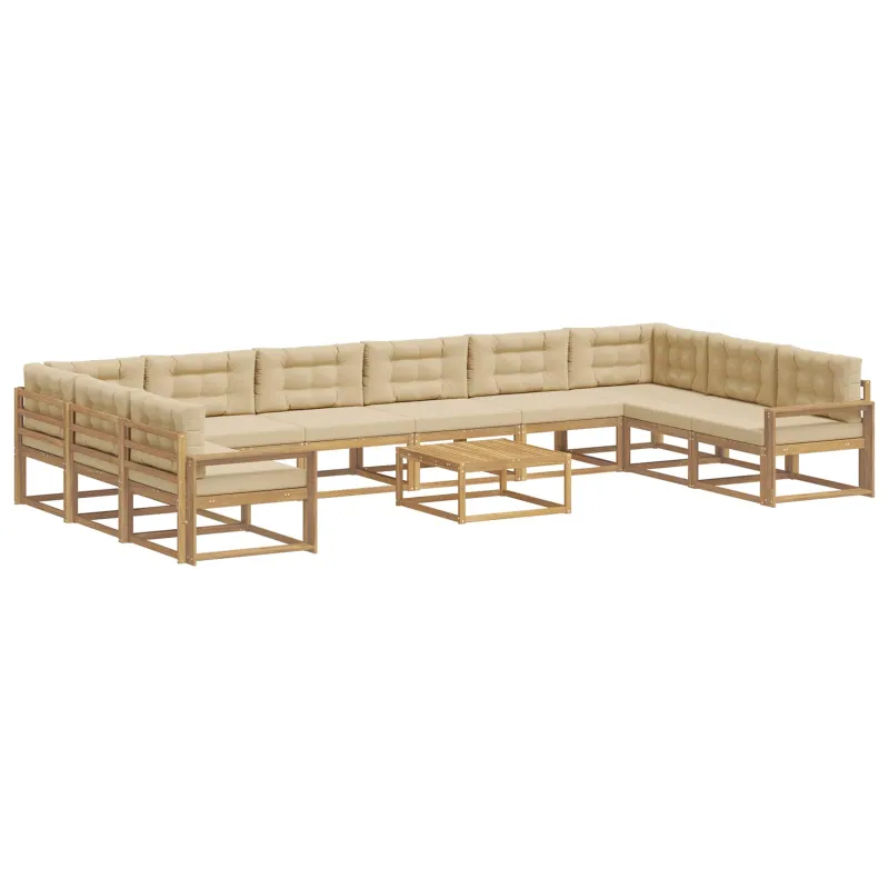 Lauko sofos komplektas su pagalve 11 pcs Balta ir kreminė