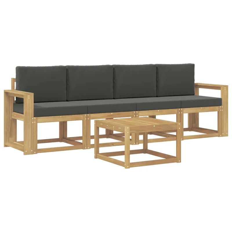 Lauko sofos komplektas su pagalve 5 pcs Balta ir antracito