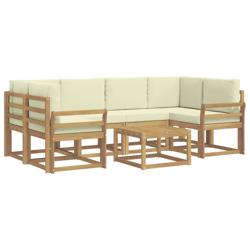 Lauko sofos komplektas su pagalve 7 pcs Balta ir kreminė