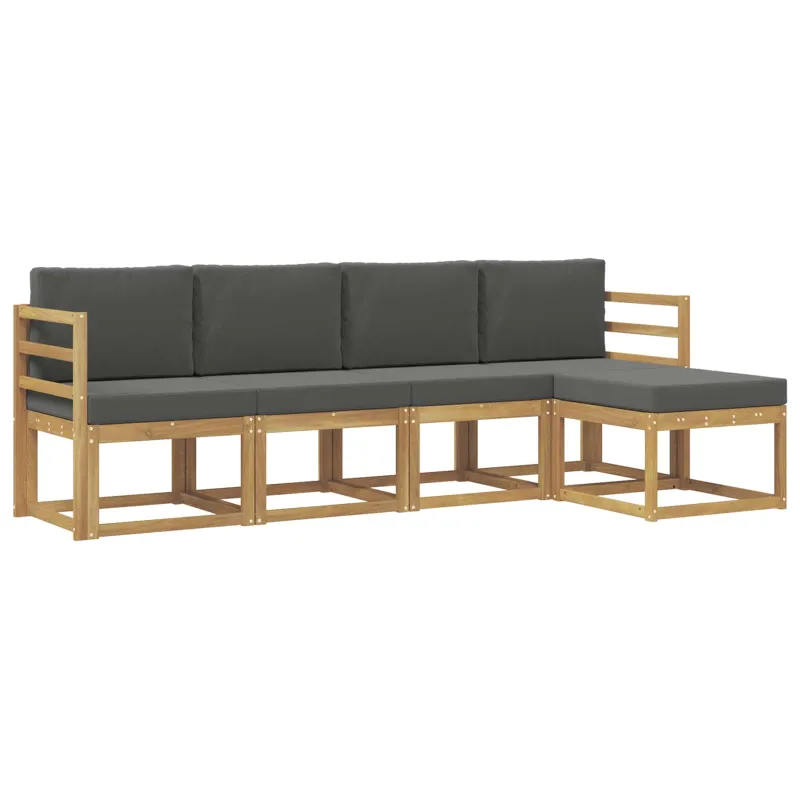 Lauko sofos komplektas su pagalve 5 pcs Balta ir antracito