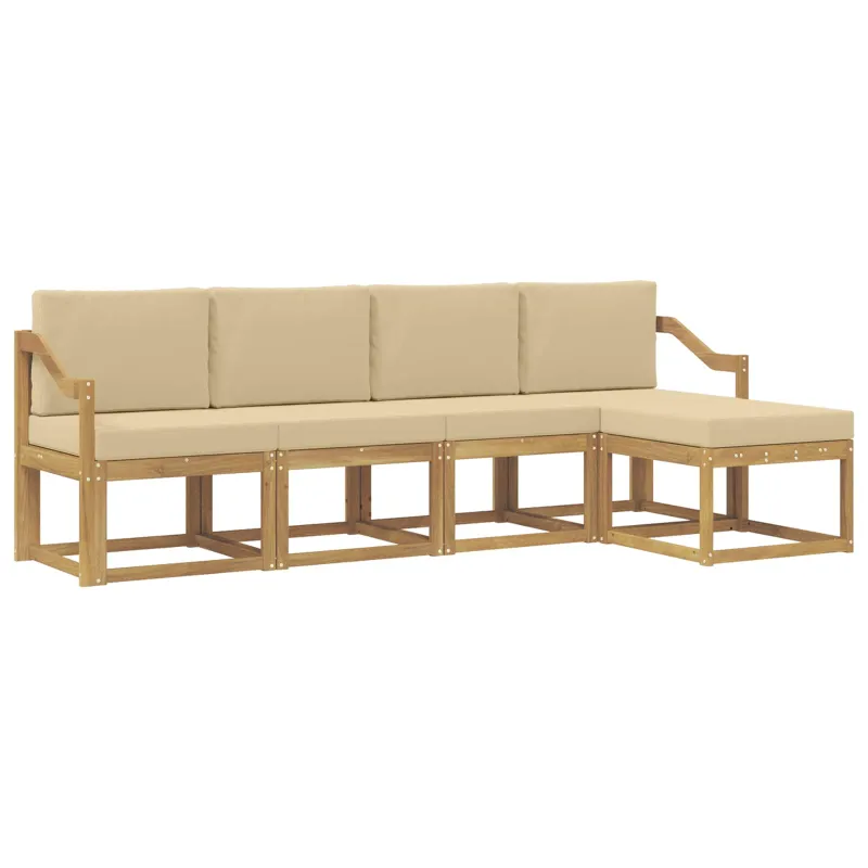 Lauko sofos komplektas su pagalve 5 pcs Balta ir kreminė