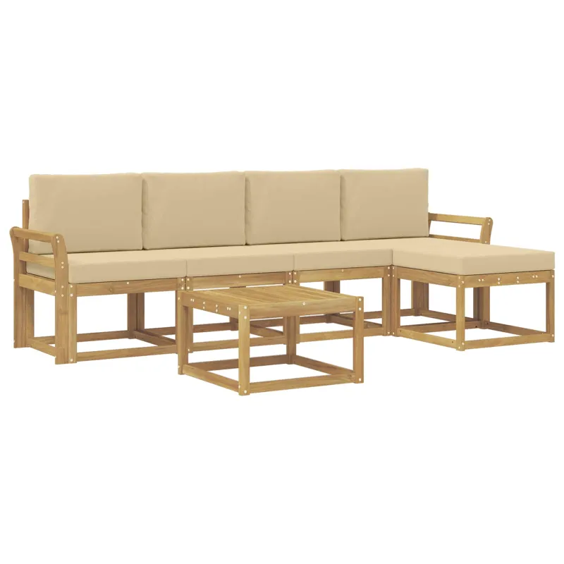 Lauko sofos komplektas su pagalve 6 pcs Balta ir kreminė