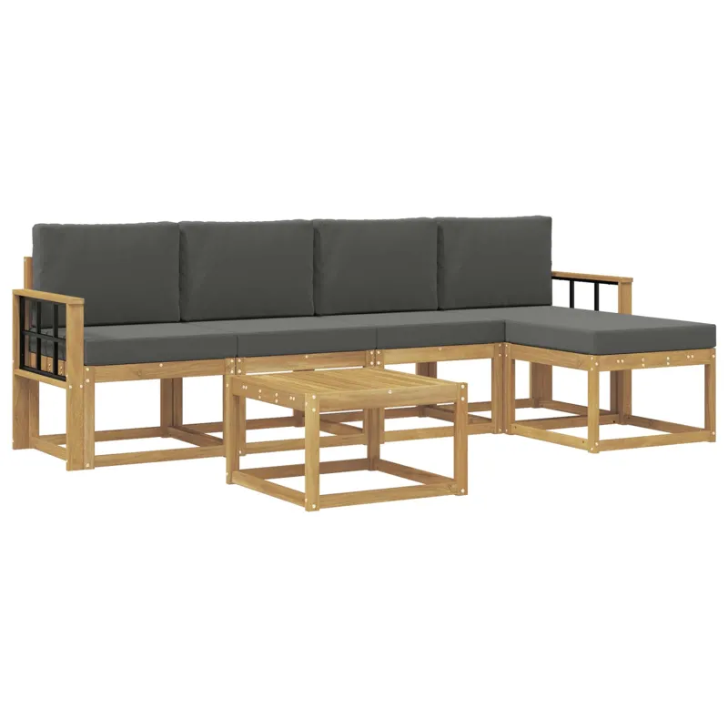 Lauko sofos komplektas su pagalve 6 pcs Balta ir antracito