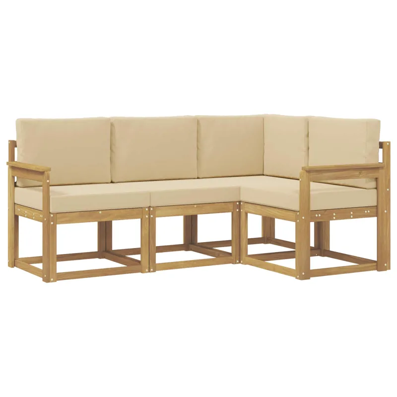 Lauko sofos komplektas su pagalve 4 pcs Balta ir kreminė