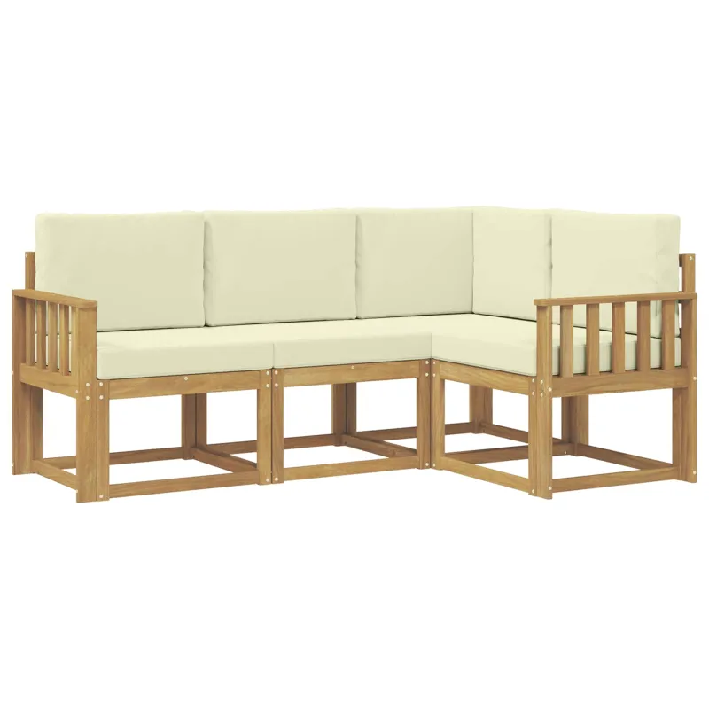 Lauko sofos komplektas 4 pcs Balta ir kreminė