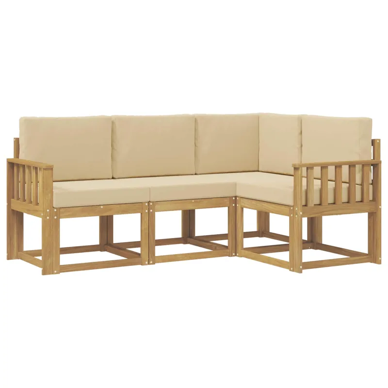Lauko sofos komplektas su pagalve 4 pcs Balta ir kreminė