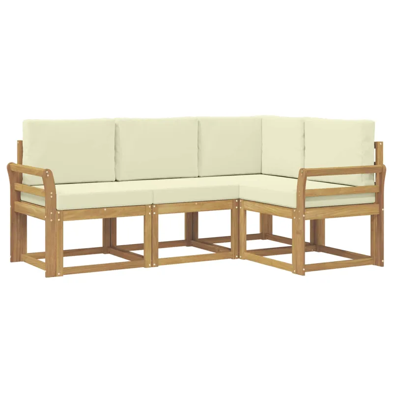 Lauko sofos komplektas su pagalve 4 pcs Balta ir kreminė