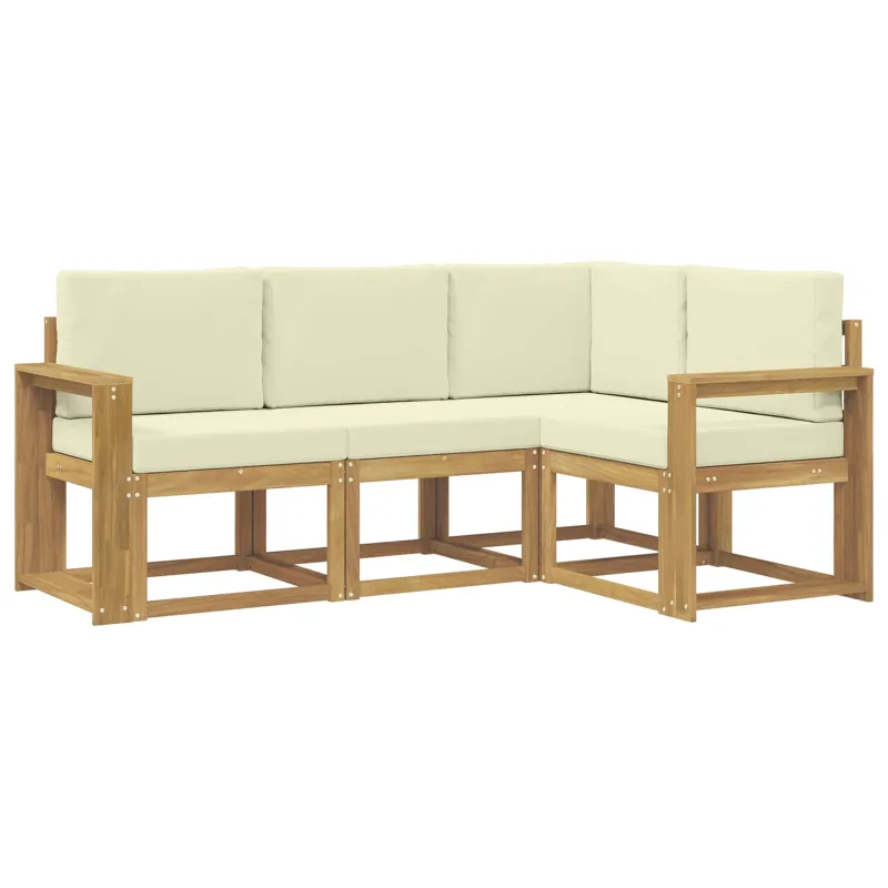 Lauko sofos komplektas su pagalve 4 pcs Balta ir kreminė