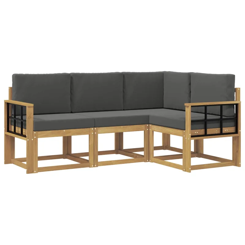 Lauko sofos komplektas su pagalve 4 pcs Balta ir antracito