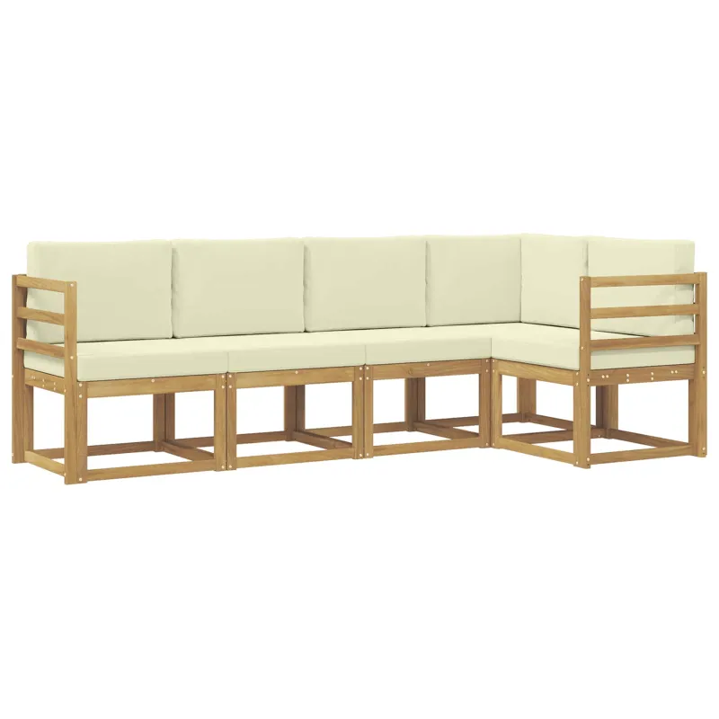 Lauko sofos komplektas su pagalve 5 pcs Balta ir kreminė