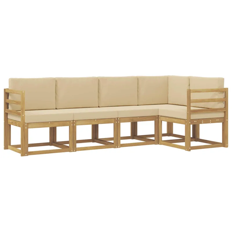 Lauko sofos komplektas su pagalve 5 pcs Balta ir kreminė