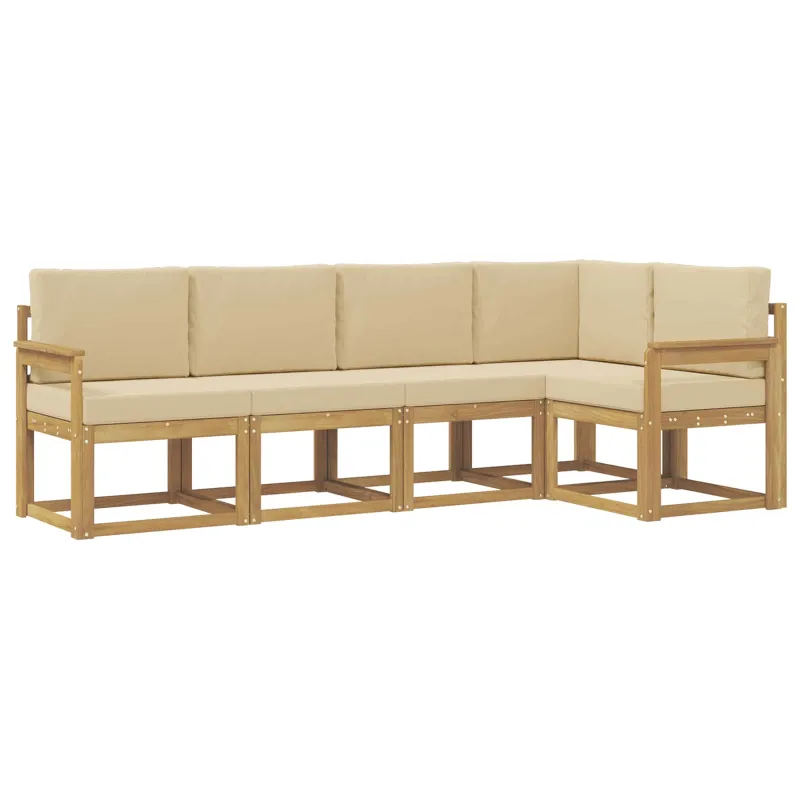 Lauko sofos komplektas su pagalve 5 pcs Balta ir kreminė