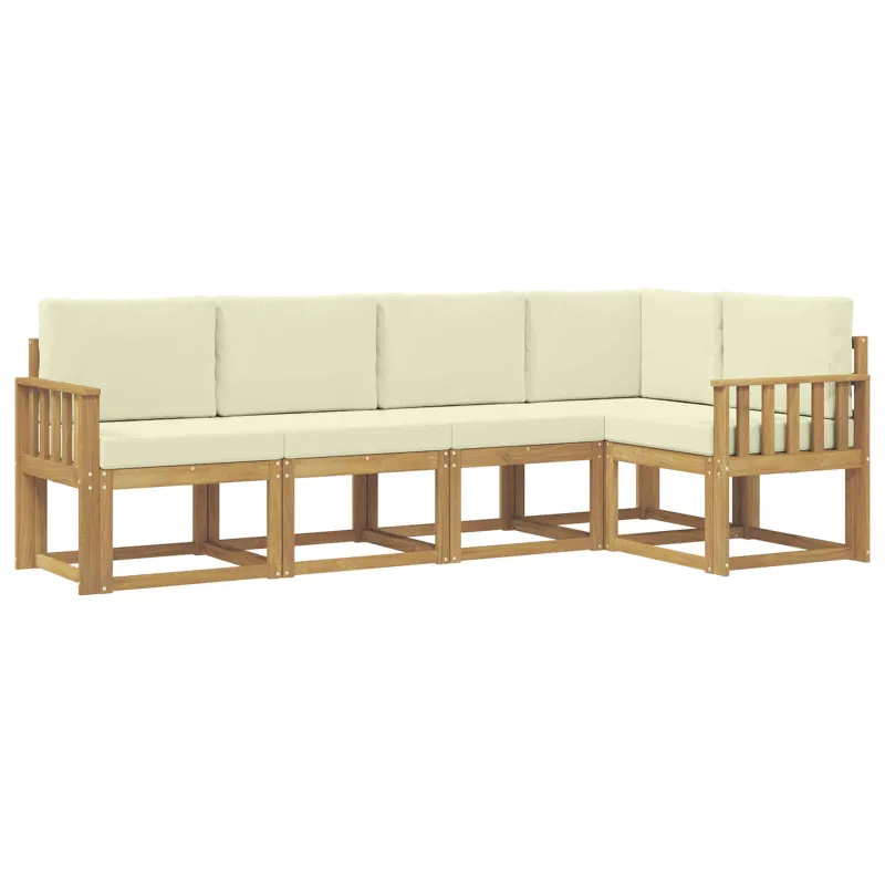 Lauko sofos komplektas su pagalve 5 pcs Balta ir kreminė