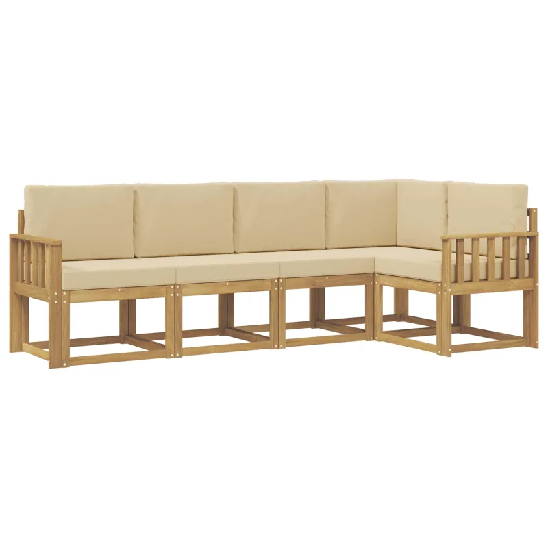 Lauko sofos komplektas su pagalve 5 pcs Balta ir kreminė