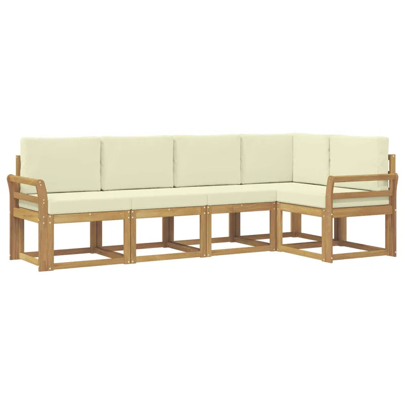 Lauko sofos komplektas su pagalve 5 pcs Balta ir kreminė