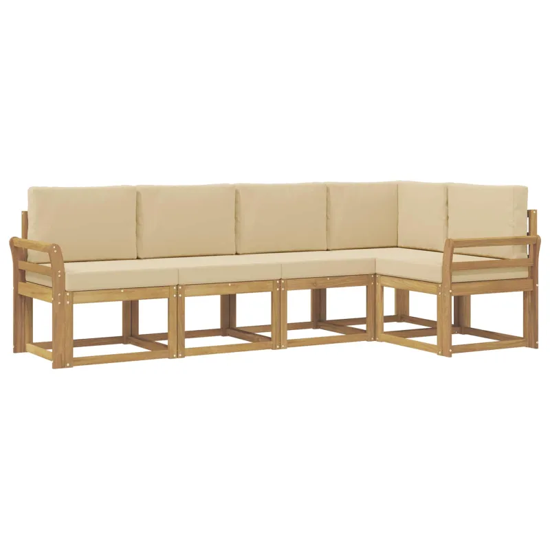 Lauko sofos komplektas su pagalve 5 pcs Balta ir kreminė