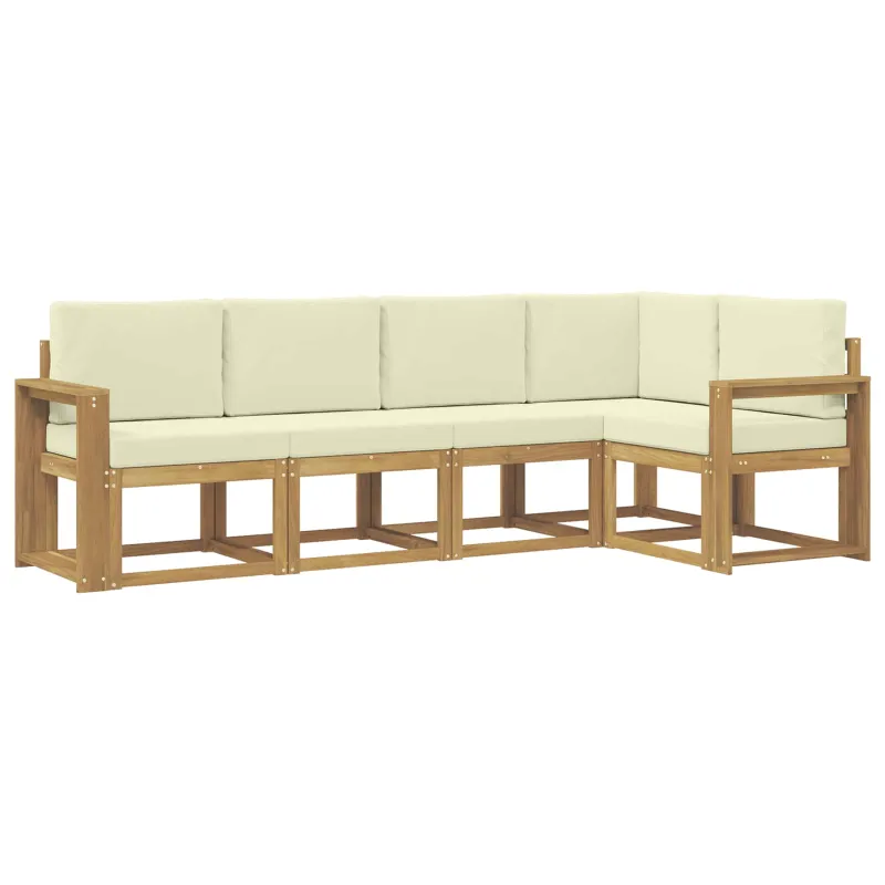 Lauko sofos komplektas su pagalve 5 pcs Balta ir kreminė