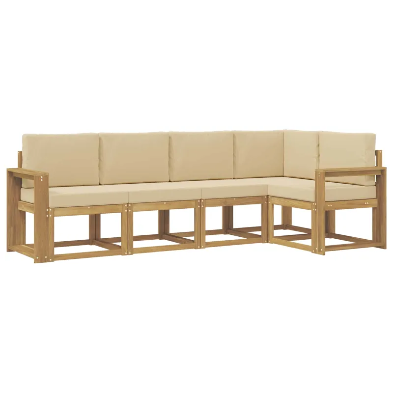 Lauko sofos komplektas su pagalve 5 pcs Balta ir kreminė