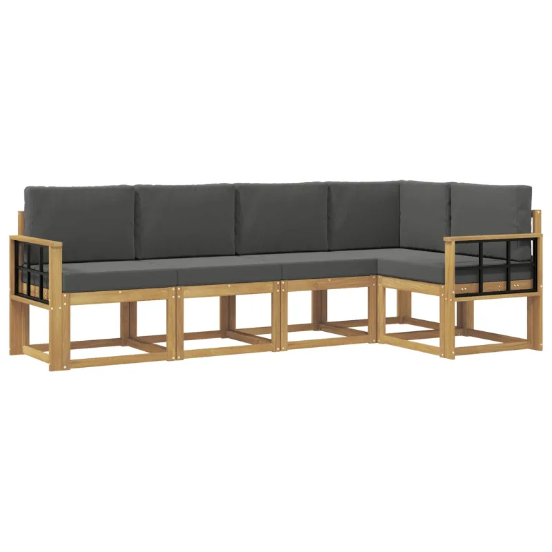 Lauko sofos komplektas su pagalve 5 pcs Balta ir antracito