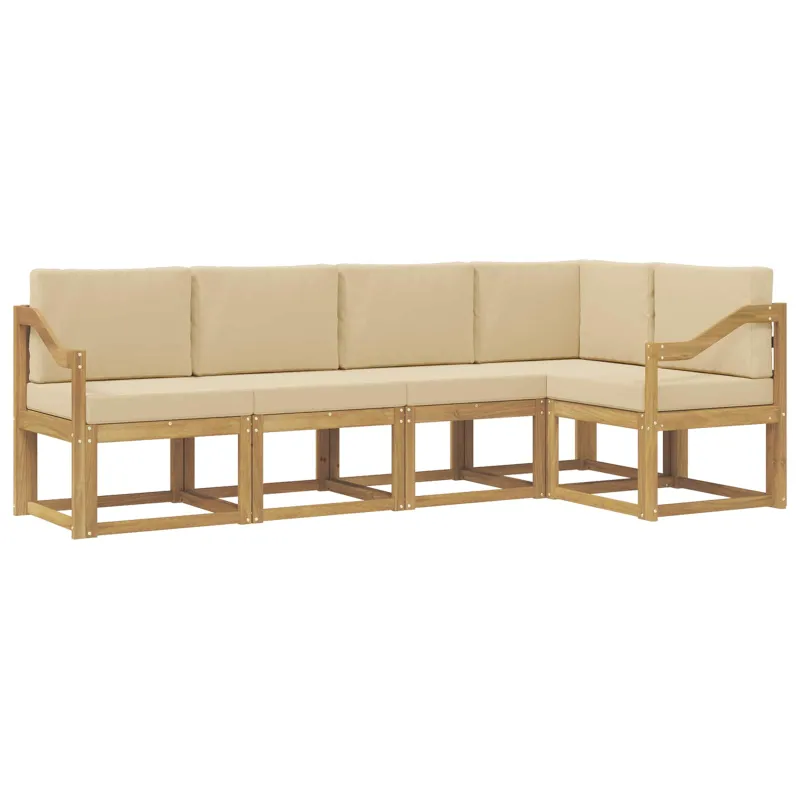Lauko sofos komplektas su pagalve 5 pcs Balta ir kreminė