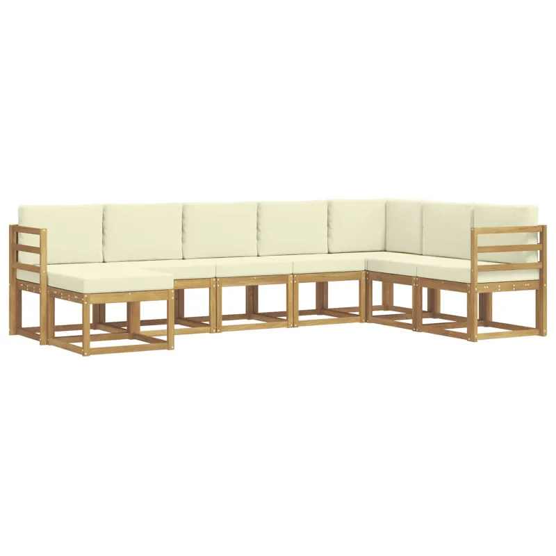 Lauko sofos komplektas su pagalve 8 pcs Balta ir kreminė