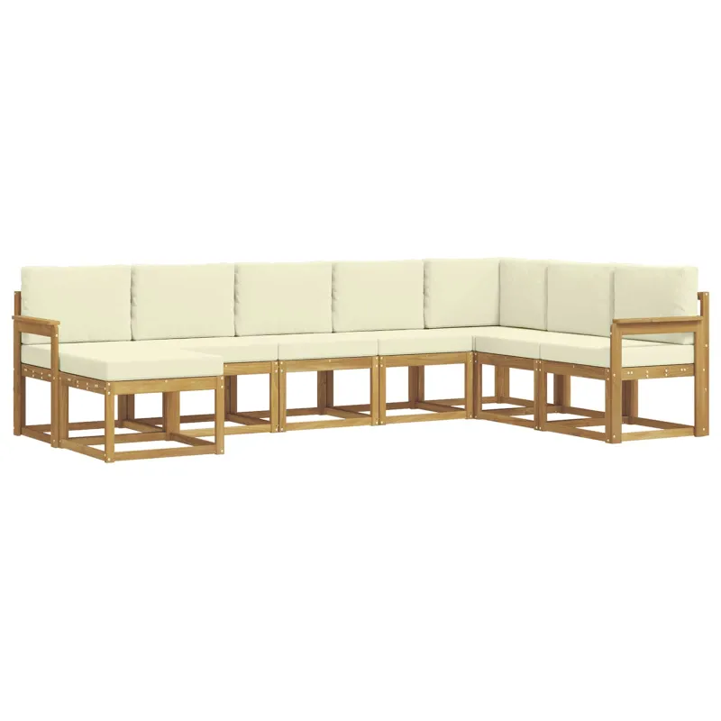 Lauko sofos komplektas su pagalve 8 pcs Balta ir kreminė