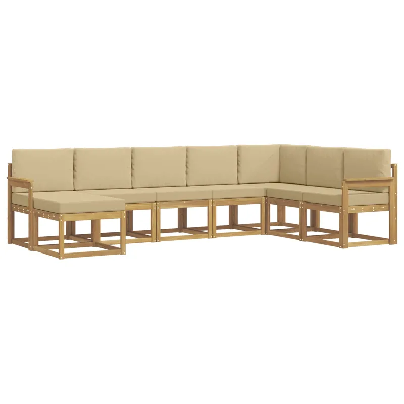 Lauko sofos komplektas su pagalve 8 pcs Balta ir kreminė