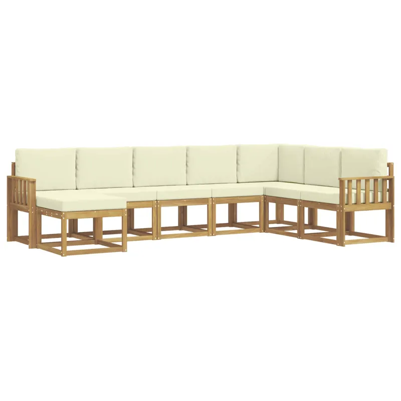 Lauko sofos komplektas su pagalve 8 pcs Balta ir kreminė