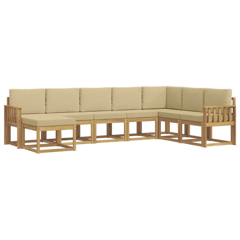 Lauko sofos komplektas su pagalve 8 pcs Balta ir kreminė