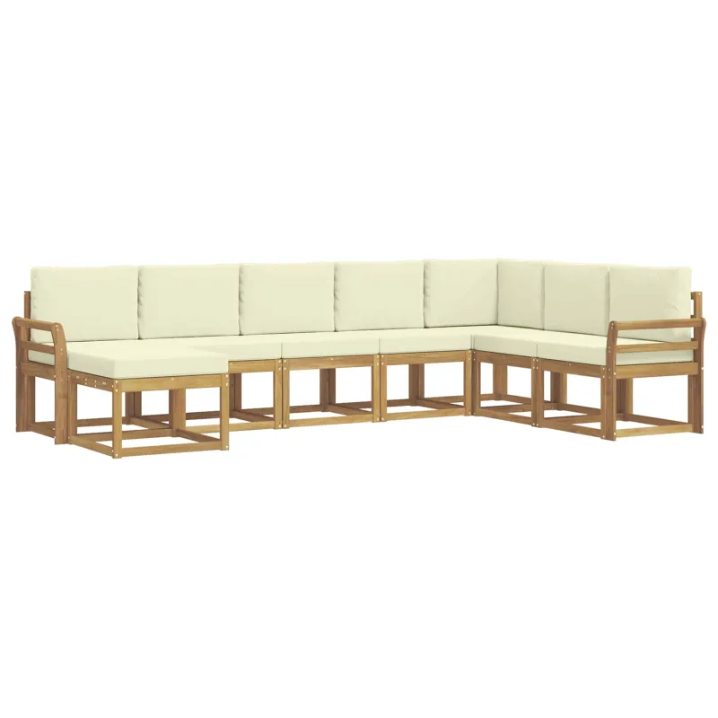 Lauko sofos komplektas su pagalve 8 pcs Balta ir kreminė