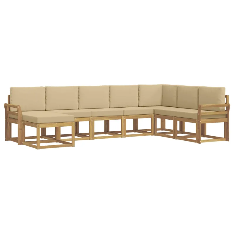 Lauko sofos komplektas su pagalve 8 pcs Balta ir kreminė