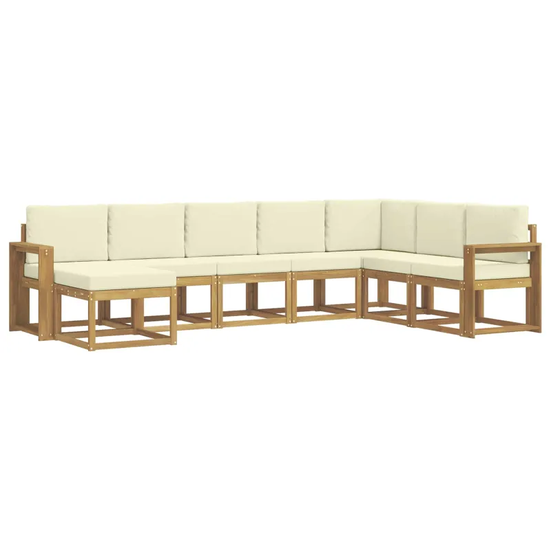 Lauko sofos komplektas su pagalve 8 pcs Balta ir kreminė