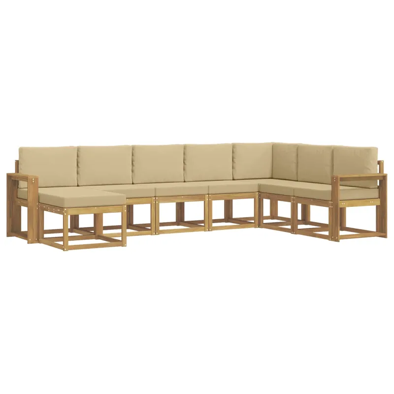 Lauko sofos komplektas su pagalve 8 pcs Balta ir kreminė