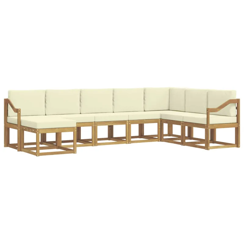 Lauko sofos komplektas su pagalve 8 pcs Balta ir kreminė