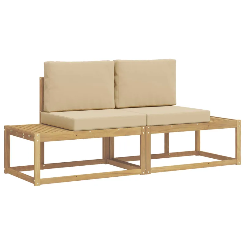 Lauko sofos komplektas 2 pcs Balta ir kreminė Poliesteris