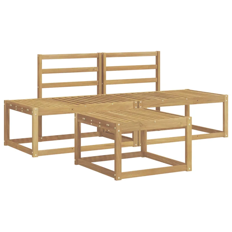 Lauko sofos komplektas 3 pcs Balta Kietos akacijos mediena