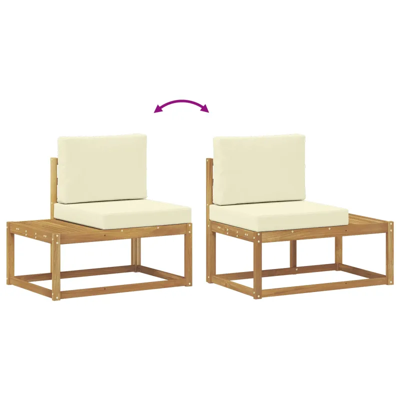 Lauko sofos komplektas 3 pcs Balta ir kreminė Poliesteris